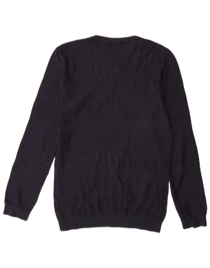 Zara Herre Boat Neck Jumper Sweater Lille Marineblå Stribet