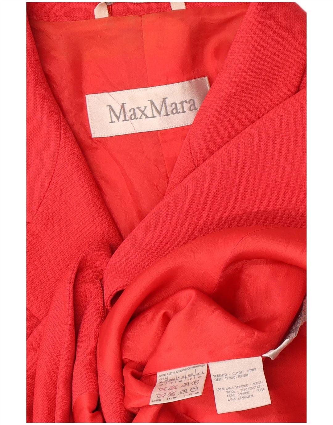 Max Mara Dame 3-knaps blazerjakke UK 12 Medium Rød Uld