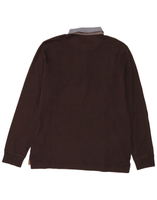 Massimo Dutti Langærmet Rugby Polo Shirt XL Brun Colourblock Bomuld