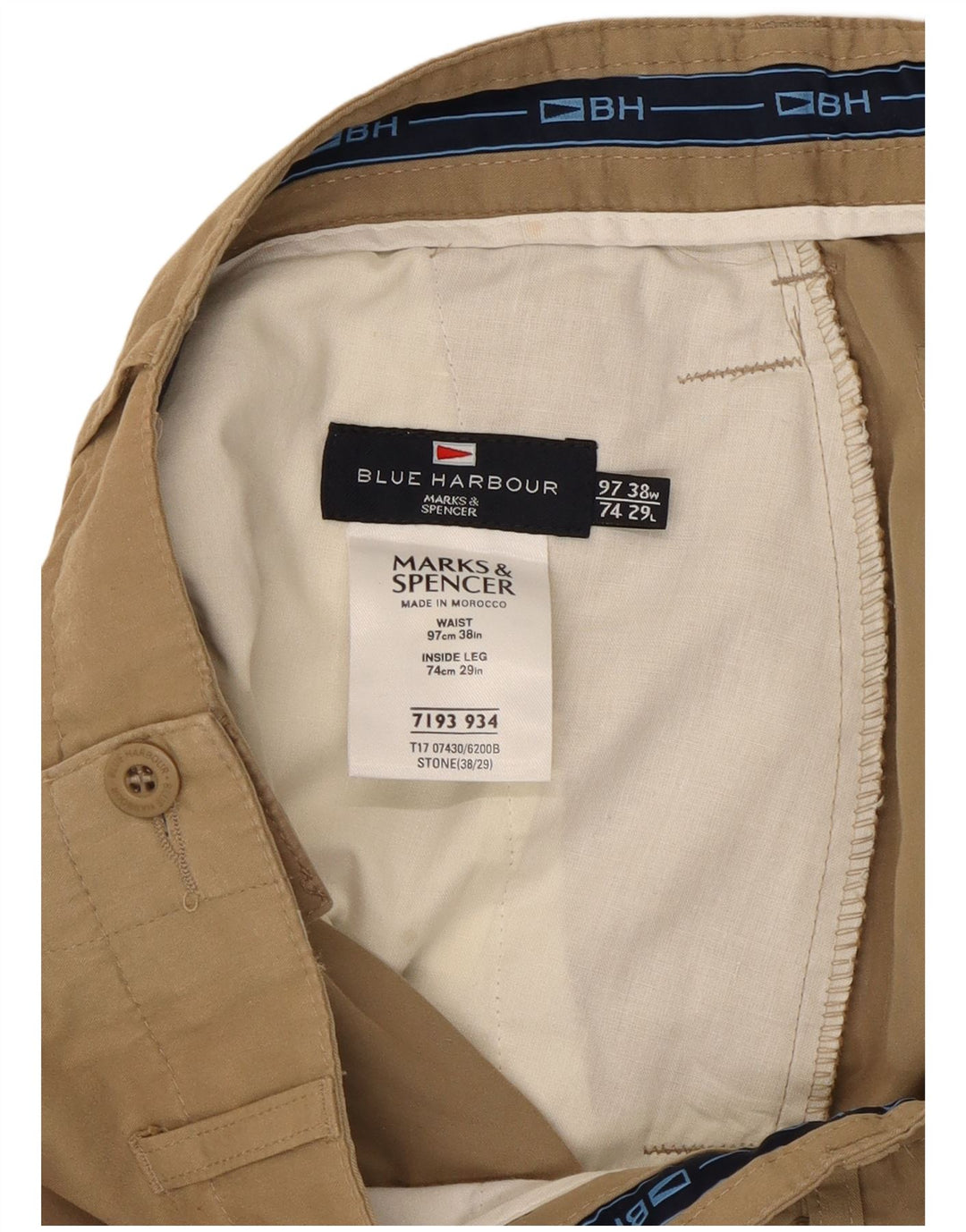 Marks & Spencer Herre Blue Harbor Bootcut Chinobukser W38 L29 Beige