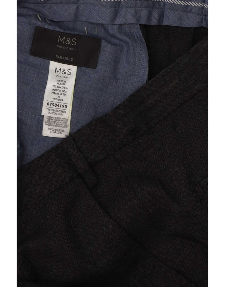 Marks & Spencer Herre Tailored Fit Chino Bukser W36 L31 Grå Polyester