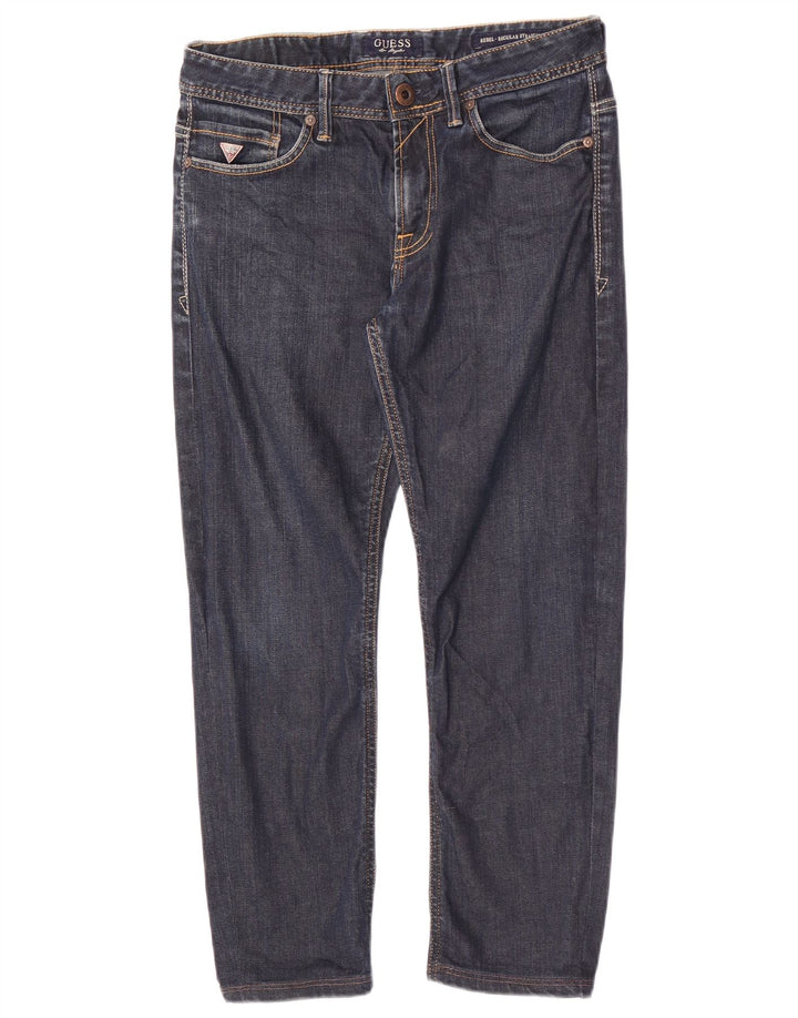 Guess Herre Rebel Straight Regular Cropped Jeans W30 L25 Navy Blue