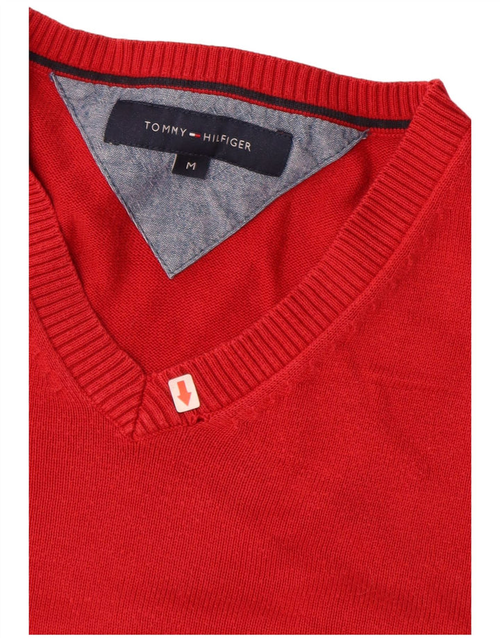 TOMMY HILFIGER Herre V-hals sweater Medium rød bomuld