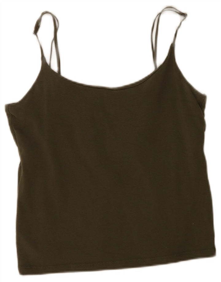 Zara Dame Crop Cami Top UK 14 Large Khaki