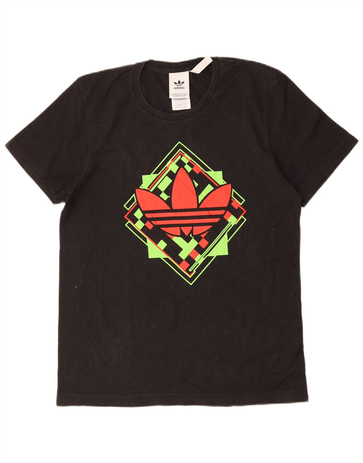 Adidas Herre grafisk T-shirt Top Medium Sort Bomuld