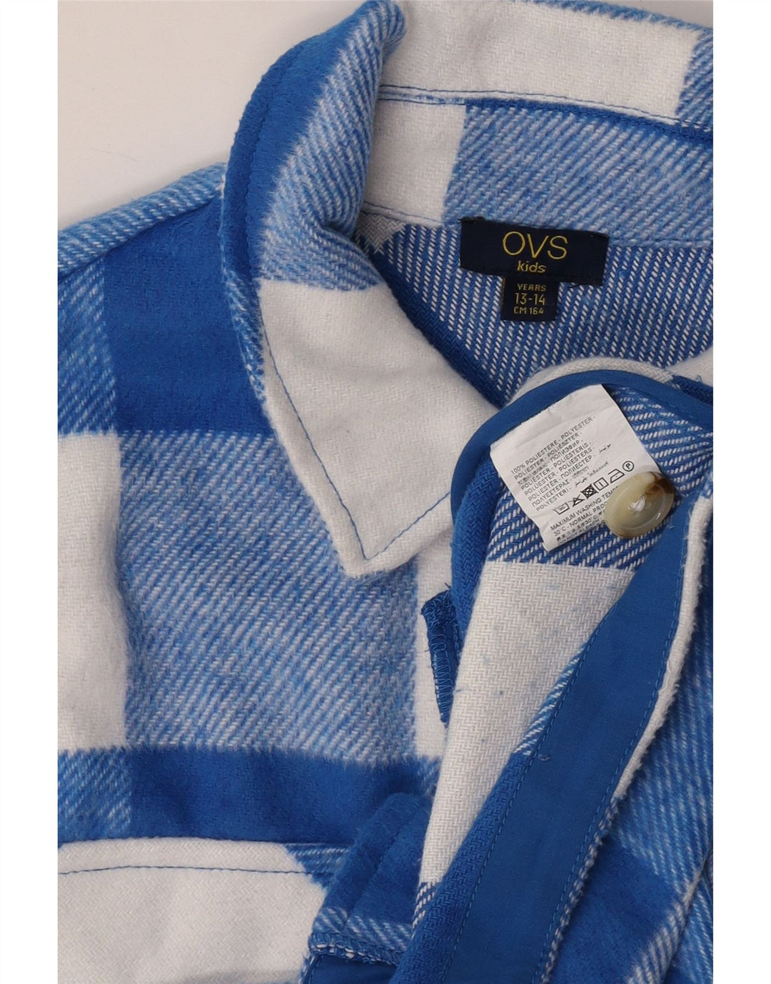 OVS Pige Flanellskjorte 13-14 År Blå Ternet Polyester