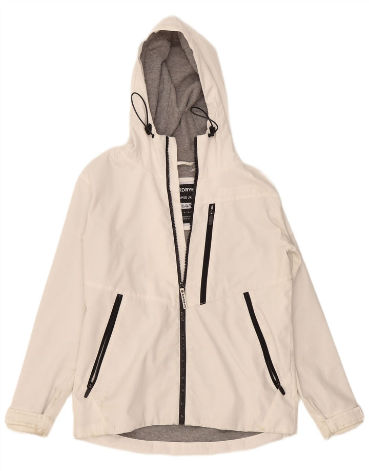 Superdry Dame Hætte Oversized Windbreaker Jacket UK 10 Small White