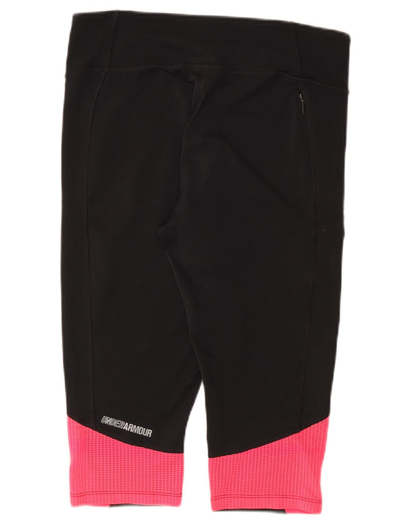 UNDER ARMOUR Dame Capri Leggings UK 14 Large Black Colourblock