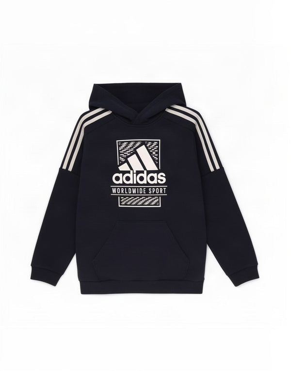 Adidas grafisk hættetrøje til drenge 11-12 år marineblå bomuld