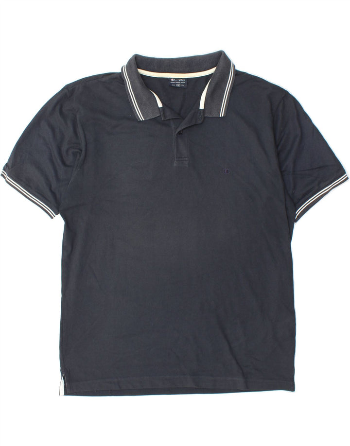 CHAMPION Mens Polo Shirt Large Navy Blue Cotton Vintage Champion and Second-Hand Champion from Messina Hembry 