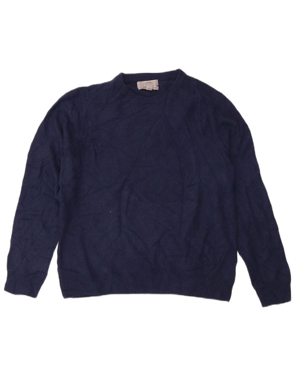 Marks & Spencer Womens Crew Neck Jumper Sweater UK 16 Large Blue Lambswool