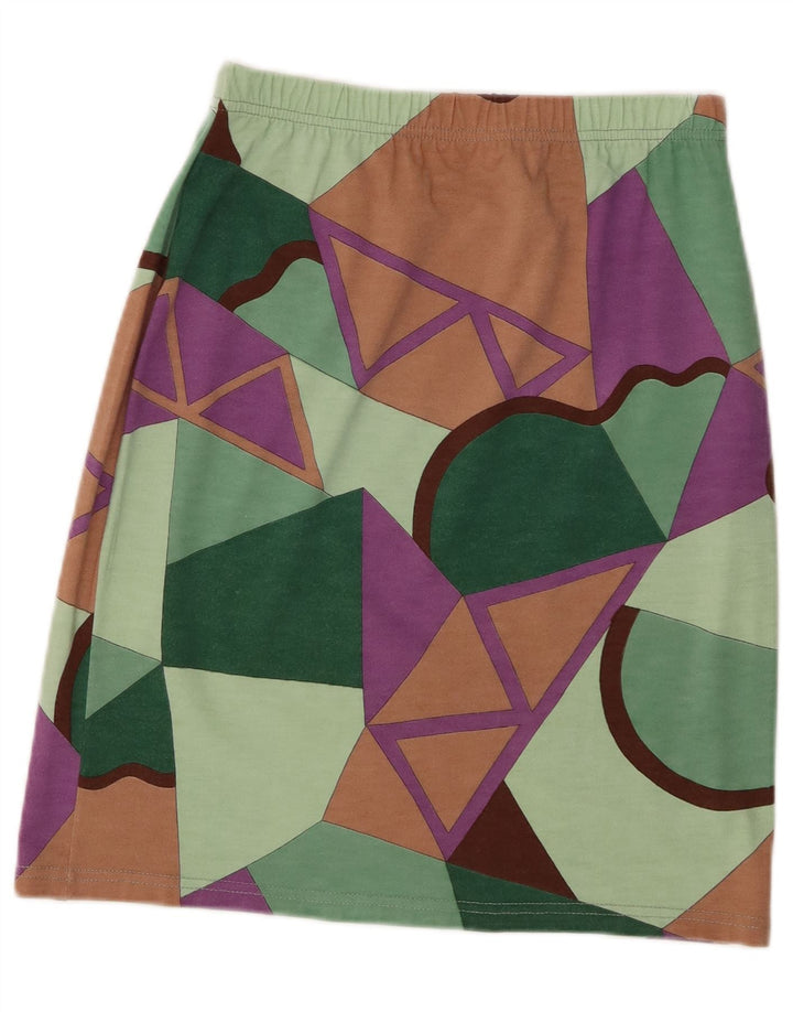 Vintage A-line nederdel til kvinder Stor W32 flerfarvet geometrisk akryl
