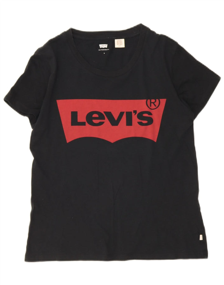 Levi's Dame Grafisk T-Shirt Top UK 10 Lille Sort