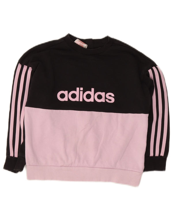 Adidas Girls Oversized Sweatshirt Jumper 6-7 år Sort Colourblock Bomuld