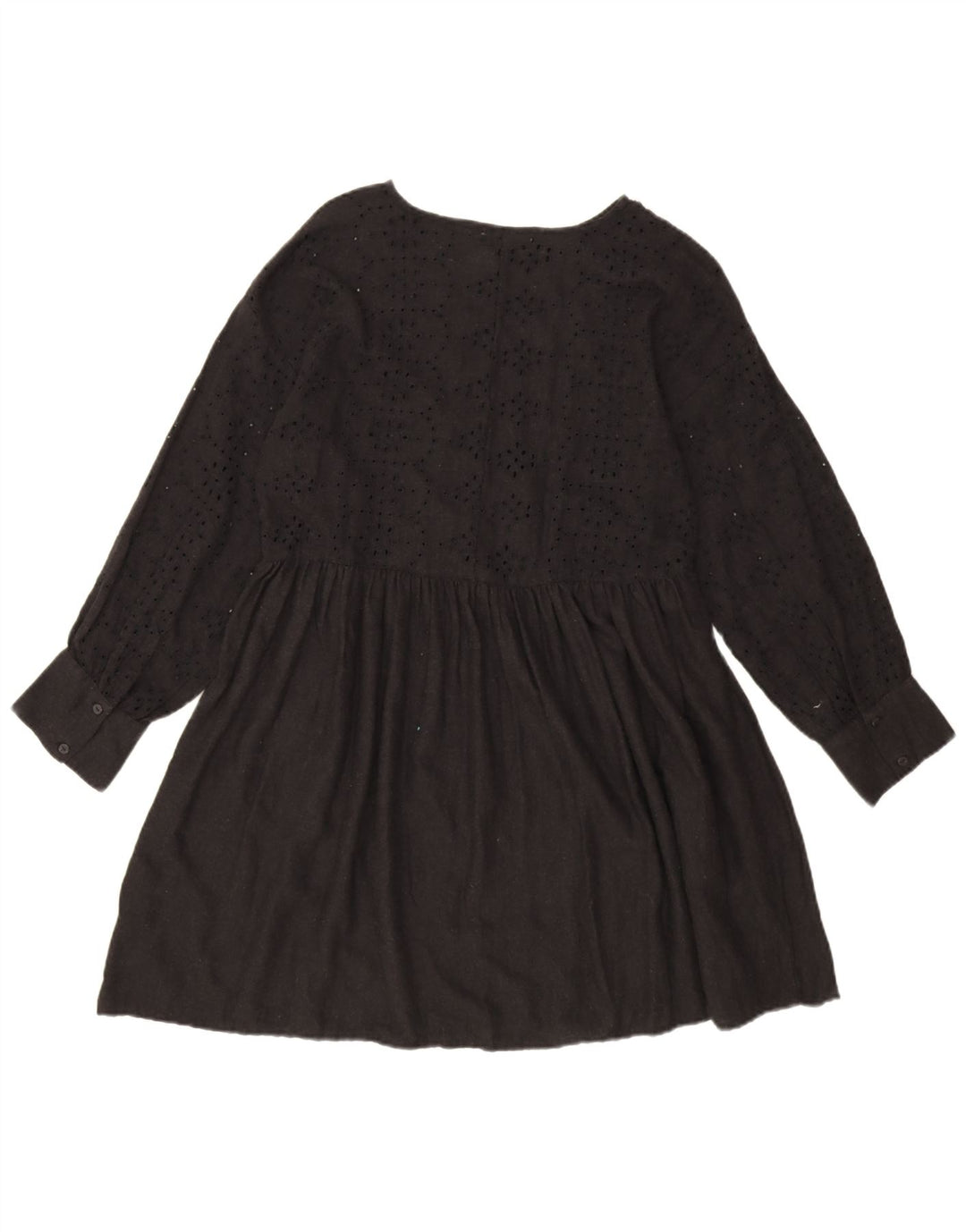 Zara Dame Langærmet Oversized Basic Kjole UK 10 Small Black Floral