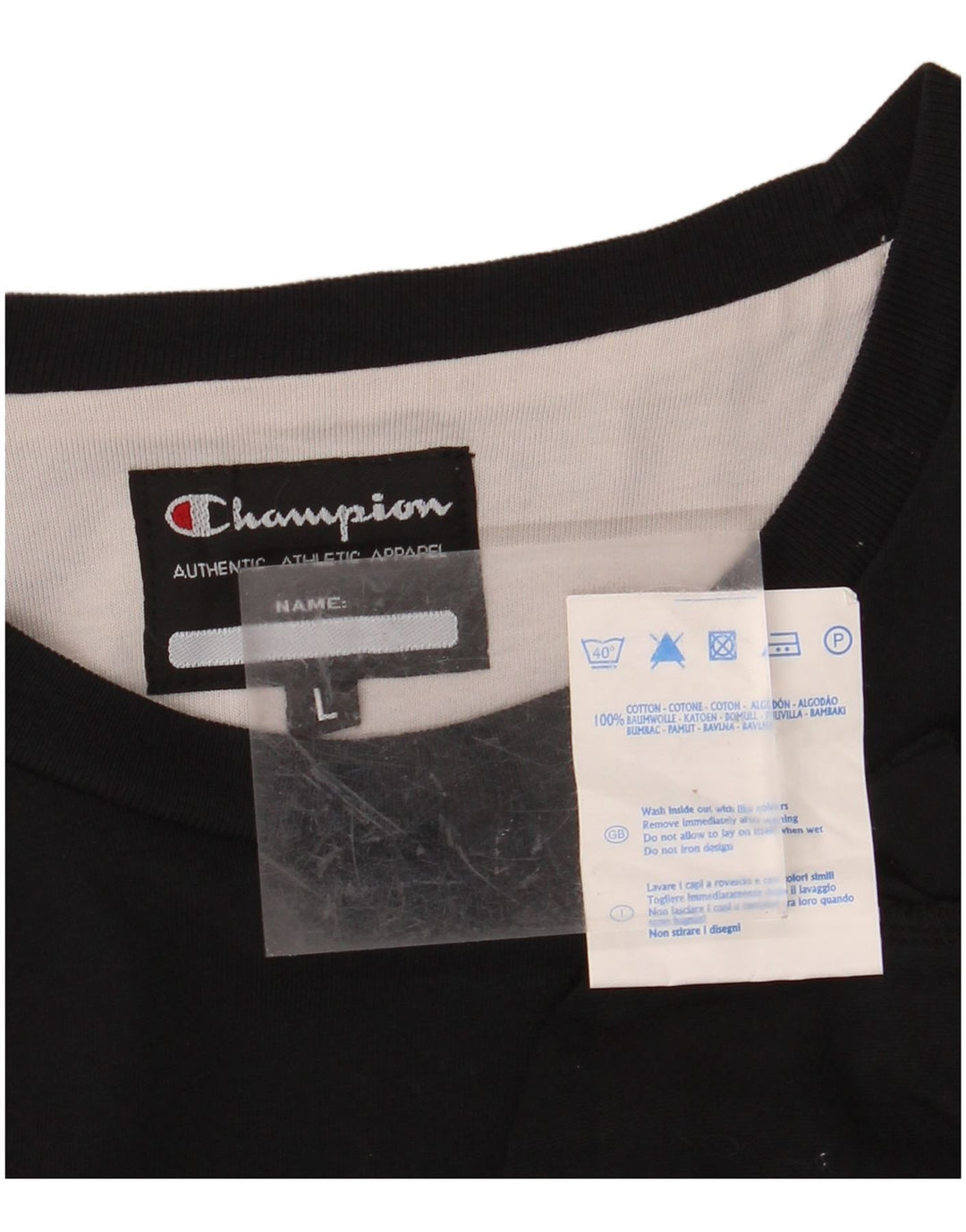 CHAMPION Herre Grafisk Top Langærmet Stor Sort Bomuld