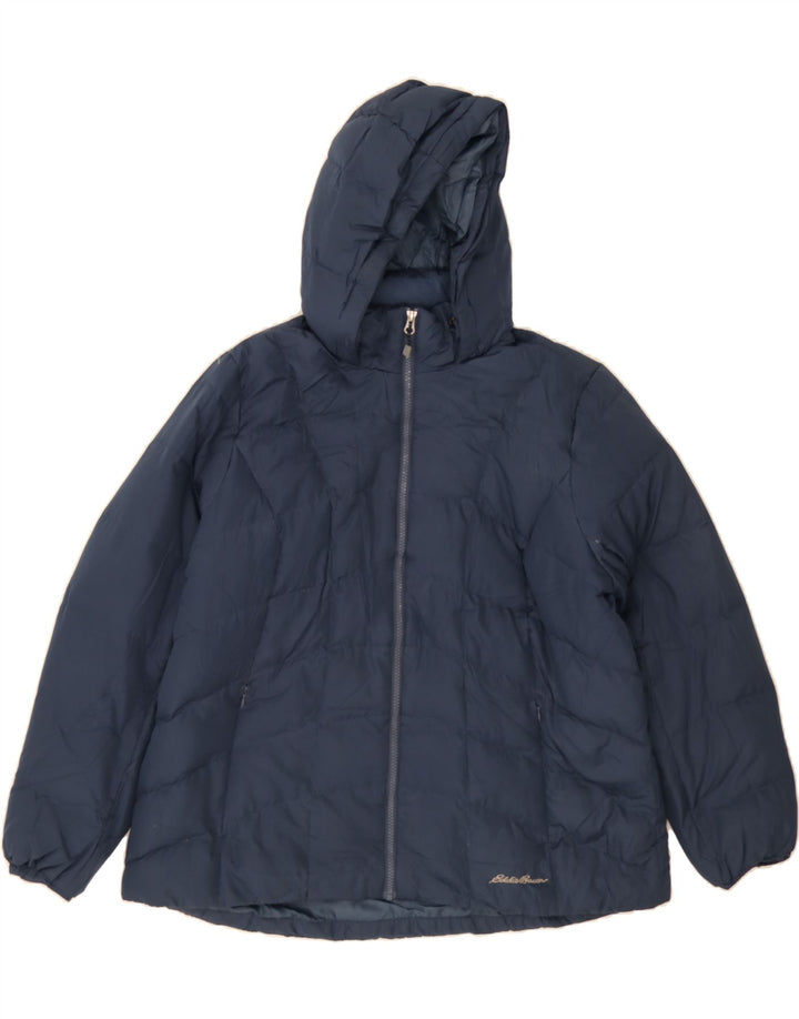 EDDIE BAUER Womens Hooded Padded Jacket UK 20 2XL Navy Blue Polyester Vintage Eddie Bauer and Second-Hand Eddie Bauer from Messina Hembry 