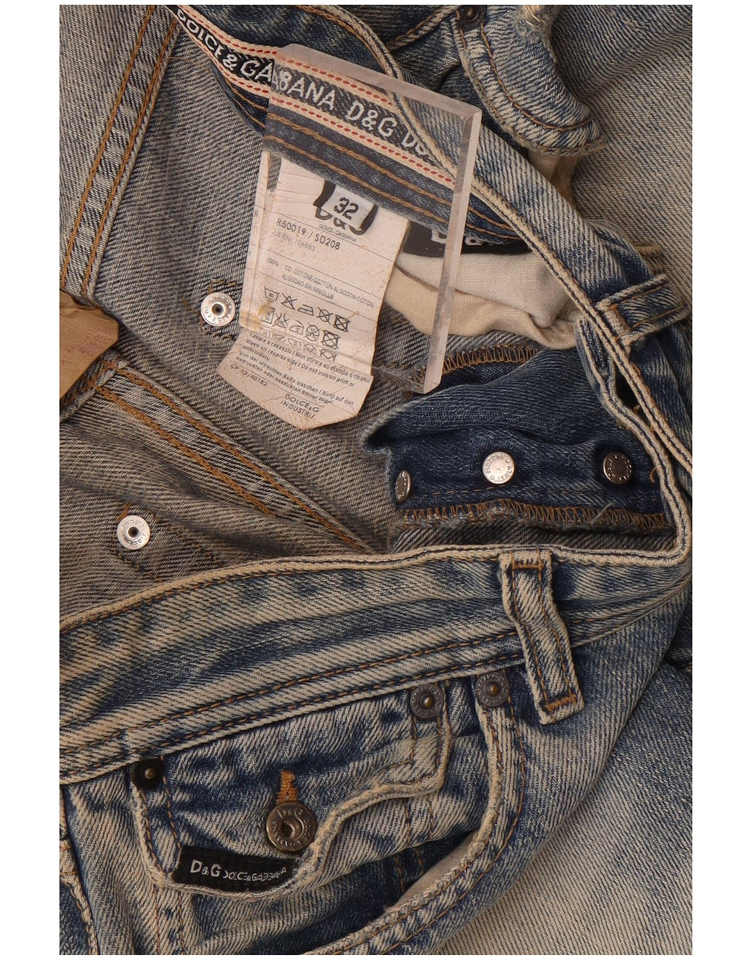 Dolce & Gabbana Dame Distressed Straight Jeans W32 L37 Blå Bomuld