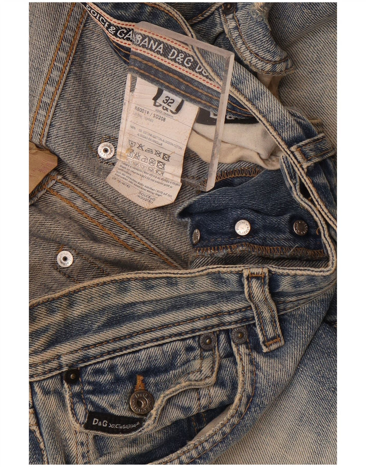 Dolce & Gabbana Dame Distressed Straight Jeans W32 L37 Blå Bomuld