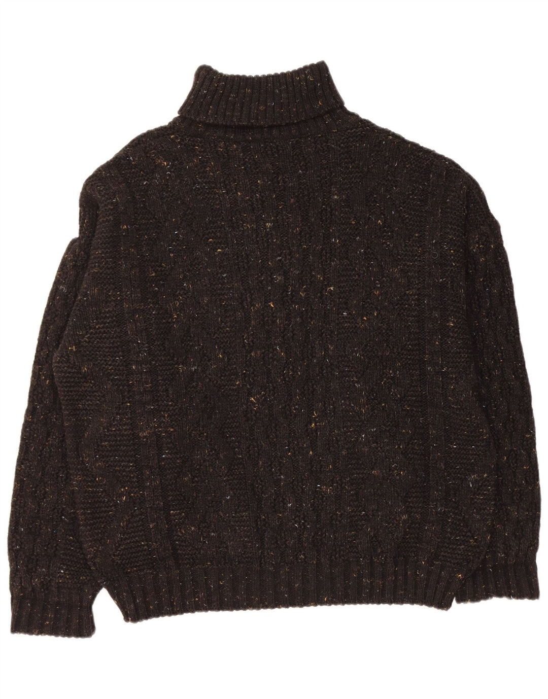 VINTAGE Herre Rullehalstrøje Sweater Stor Sort Flecked Akryl