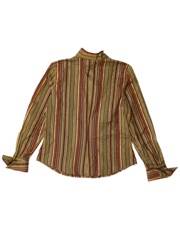 Naracamicie Dame Shirt Bluse UK 16 Stor Khaki Stribet Polyester