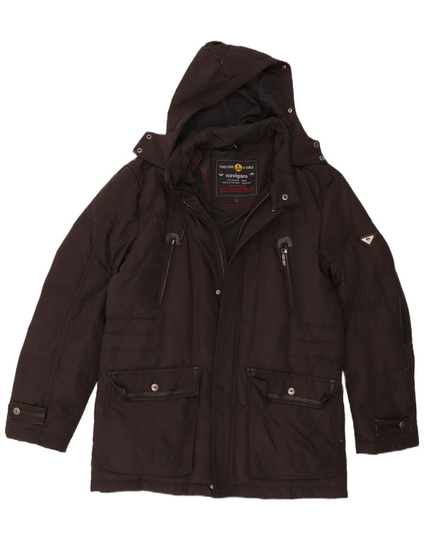 Navigare Herre Hooded Parka Jacket UK 40 Large Black Polyester