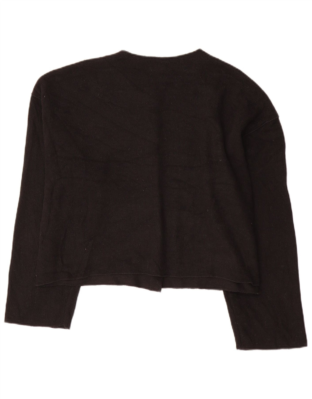 Zara Womens Crop Cardigan Sweater UK 18 XL Sort Polyester