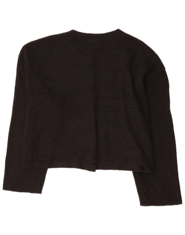 Zara Womens Crop Cardigan Sweater UK 18 XL Sort Polyester