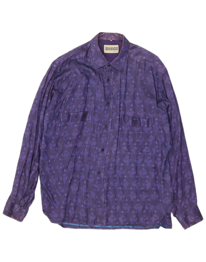 BOXER herreskjorte stor lilla geometrisk viskose