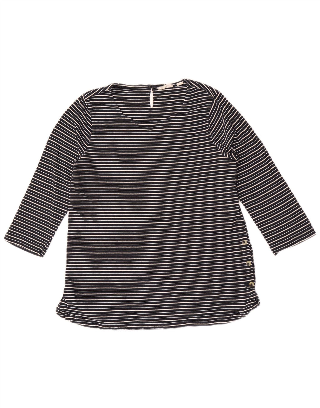 Fat Face Dame Top 3/4 ærme UK 10 Small Navy Blue Striped
