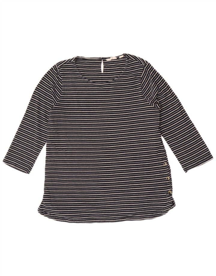 Fat Face Dame Top 3/4 ærme UK 10 Small Navy Blue Striped
