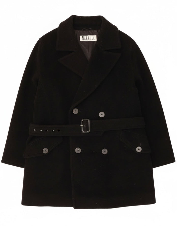 Marella Dame Dobbeltradet Frakke UK 14 Medium Sort Virgin Wool