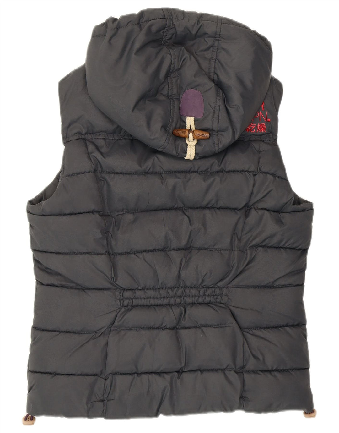 SUPERDRY Dame hætte polstret Gilet UK 14 mellemgrå polyester