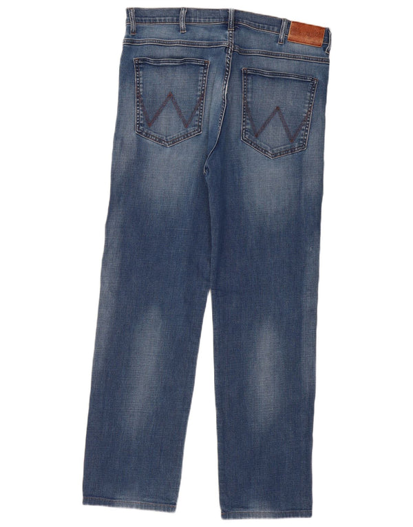 WRANGLER Herre Arizona Straight Jeans W38 L32 Blå Bomuld