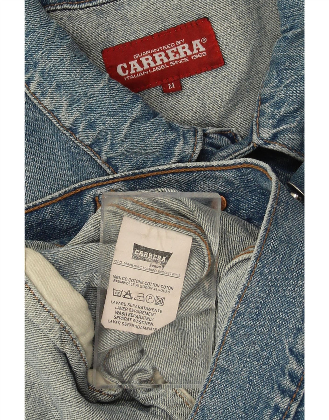 CARRERA Mens Denim Jacket UK 38 Medium Blue Cotton