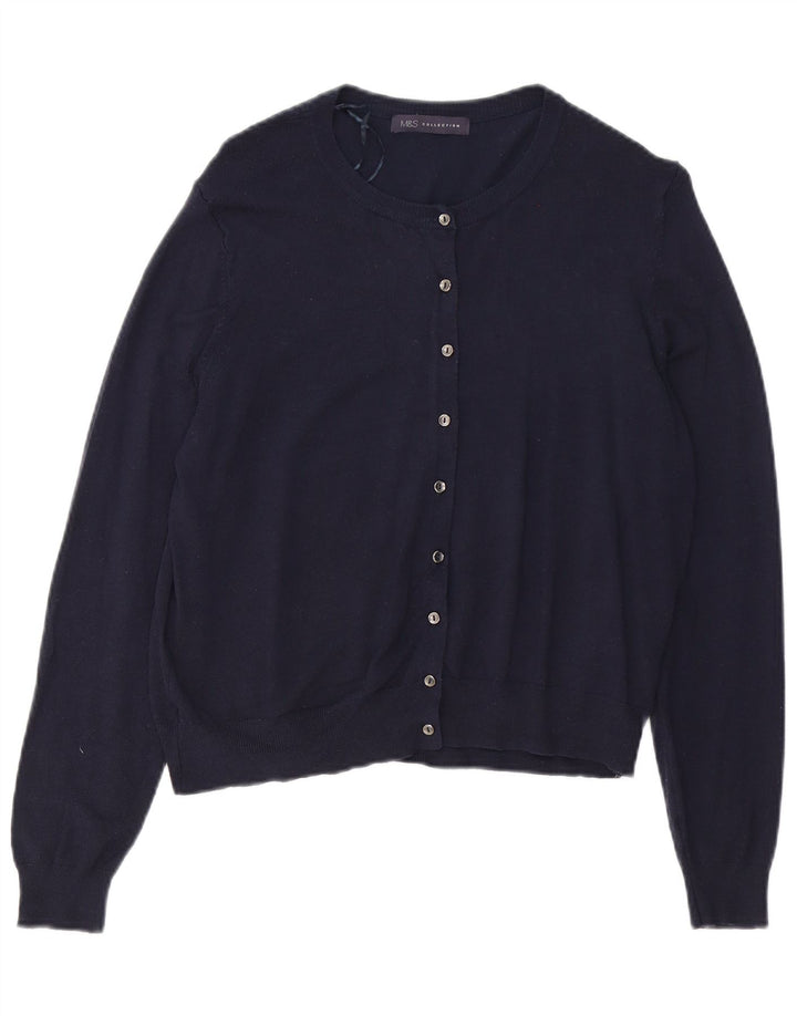 Marks & Spencer Dame Cardigan Sweater UK 16 Large Navy Blue Viscose