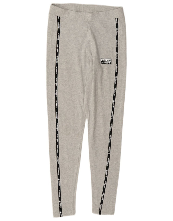 Adidas Graphic Leggings til kvinder UK 12 Medium Grey Colourblock Bomuld