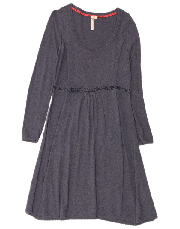 White Stuff Dame Langærmet Jumper Dress UK 10 Small Grey Fair Isle