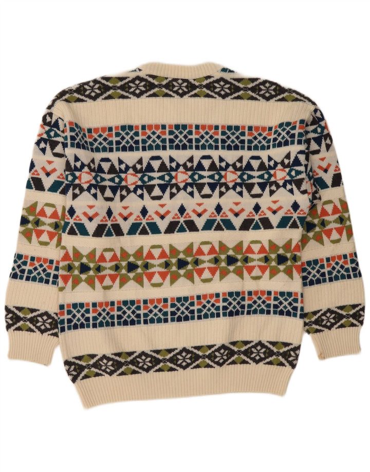 Hvide Sejl Herre Crew Neck Jumper Sweater Stor Beige Geometrisk