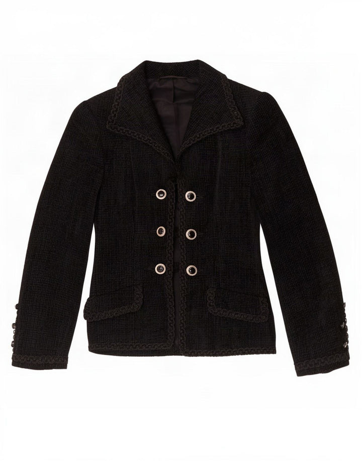 Ralph Dame Dobbeltradet Blazer Jacket UK 8 Lille Sort