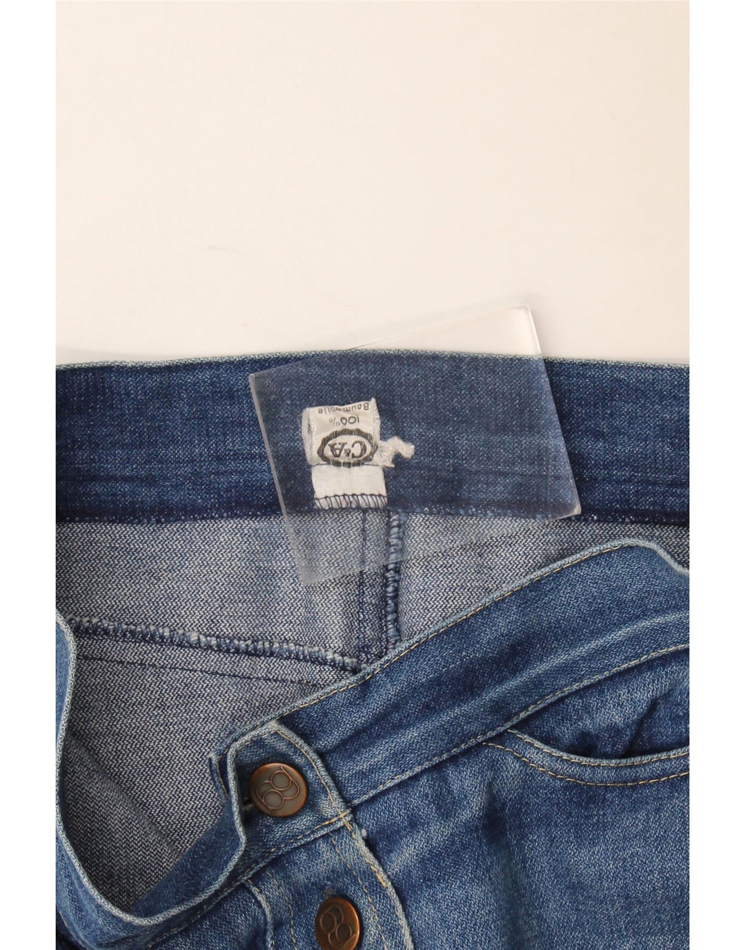C&A Dame højtaljet denimnederdel W28 Medium Blue Bomuld