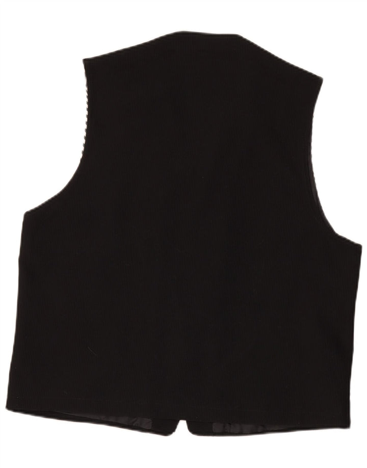 Vintage damevest UK 18 XL sort geometrisk polyamid