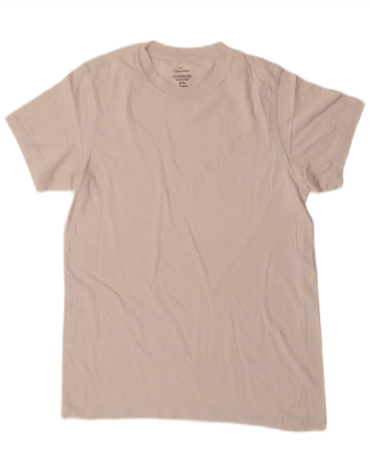 CALVIN KLEIN Herre T-shirt Top Small Off White Bomuld