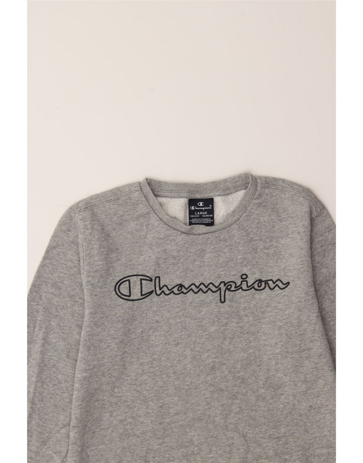 CHAMPION Boys Graphic Sweatshirt Jumper 11-12 Years Large  Grey Cotton Vintage Champion and Second-Hand Champion from Messina Hembry 
