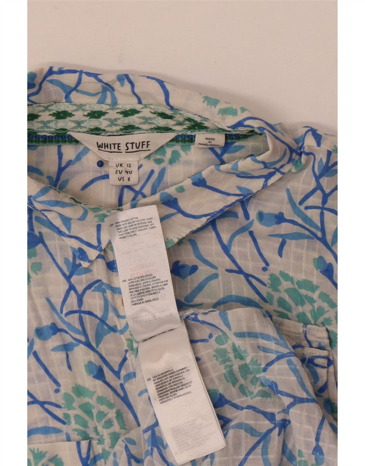 White Stuff Kortærmet Dameskjorte UK 12 Medium Floral Bomuld