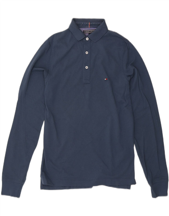 TOMMY HILFIGER Slim Fit langærmet poloshirt til mænd Lille marineblå bomuld
