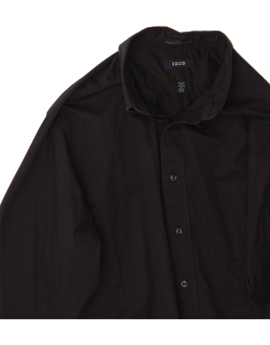 IZOD Mens Regular Fit Shirt Size 16 Large Black Cotton Vintage Izod and Second-Hand Izod from Messina Hembry 