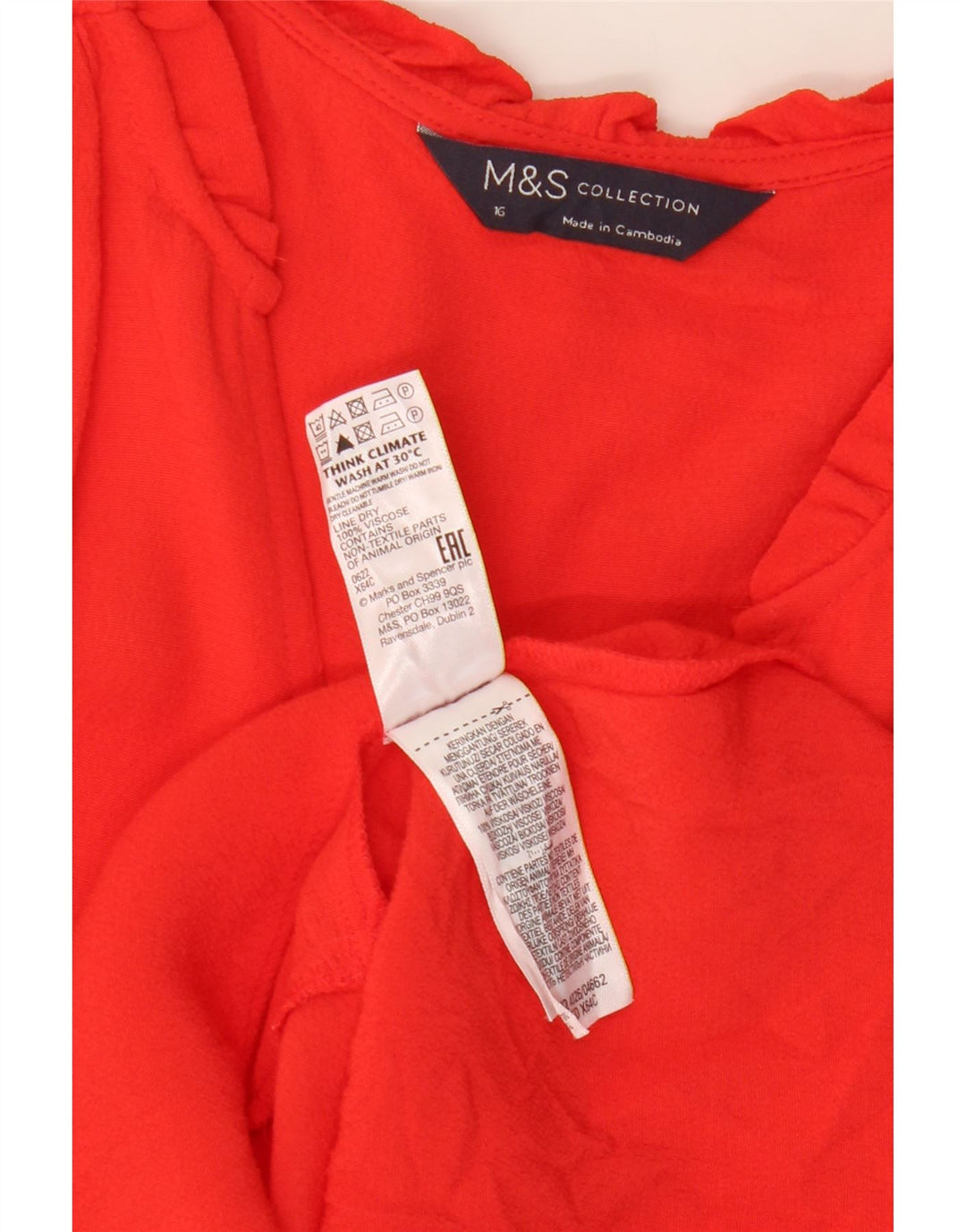 Marks & Spencer Dame Langærmet Oversized Shift Dress UK 16 Large Red