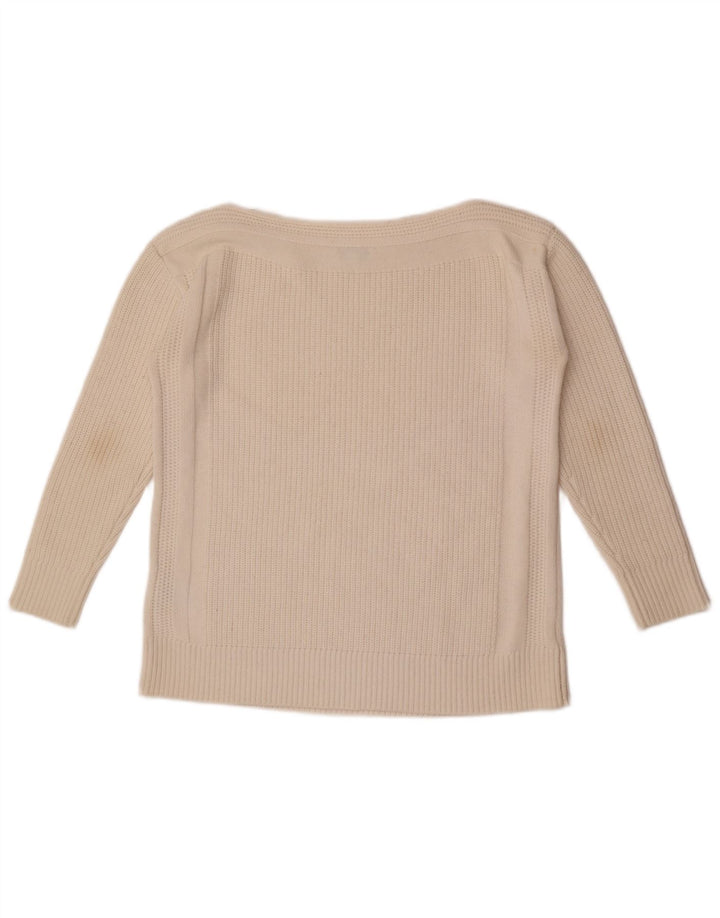 Reiss Dame Oversized Boat Neck Jumper Sweater UK 10 Small White Wool