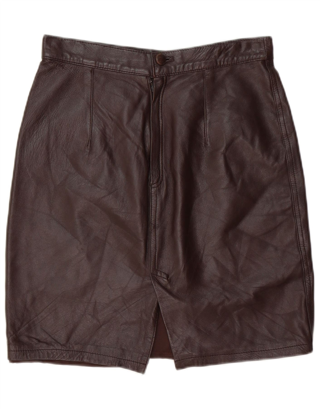 VINTAGE lædernederdel til kvinder IT 44 Medium W28 Brunt læder